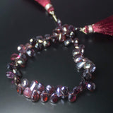 Natural Pink Rhodolite Garnet Faceted Pear Drop Beads 7mm 9.5mm 8inches