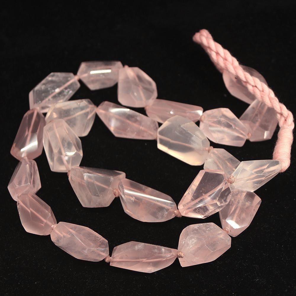 Natural Pink Rose Quartz Faceted Nugget Beads 21mm 32mm 27inches - Jalvi & Co.