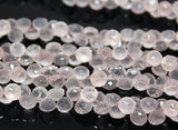 Natural Pink Rose Quartz Faceted Onion Drops Beads 6.5mm 7mm 8inches