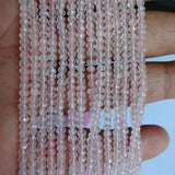 Natural Pink Rose Quartz Faceted Rondelle Beads 2.5mm 4.5mm 16inches