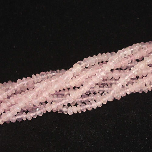 Natural Pink Rose Quartz Faceted Rondelle Beads 5.5mm 6mm 13.5inches - Jalvi & Co.