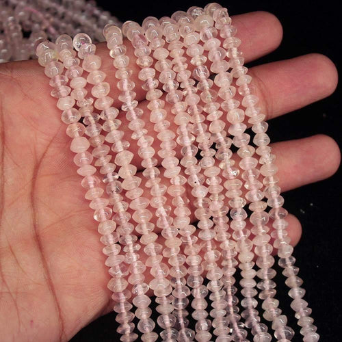 Natural Pink Rose Quartz Faceted Rondelle Beads 5.5mm 6mm 13.5inches - Jalvi & Co.