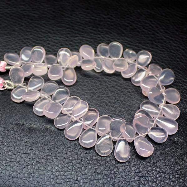 Natural Pink Rose Quartz Smooth Pear Drop Beads 12mm 18.5mm 8 inches - Jalvi & Co.