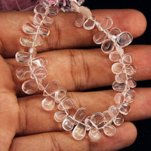 Load image into Gallery viewer, Natural Pink Rose Quartz Smooth Pear Drop Beads 6mm 9.5mm 8inches - Jalvi &amp; Co.