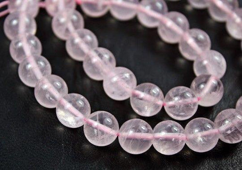 Natural Pink Rose Quartz Smooth Round Beads 8mm 13.5inches - Jalvi & Co.