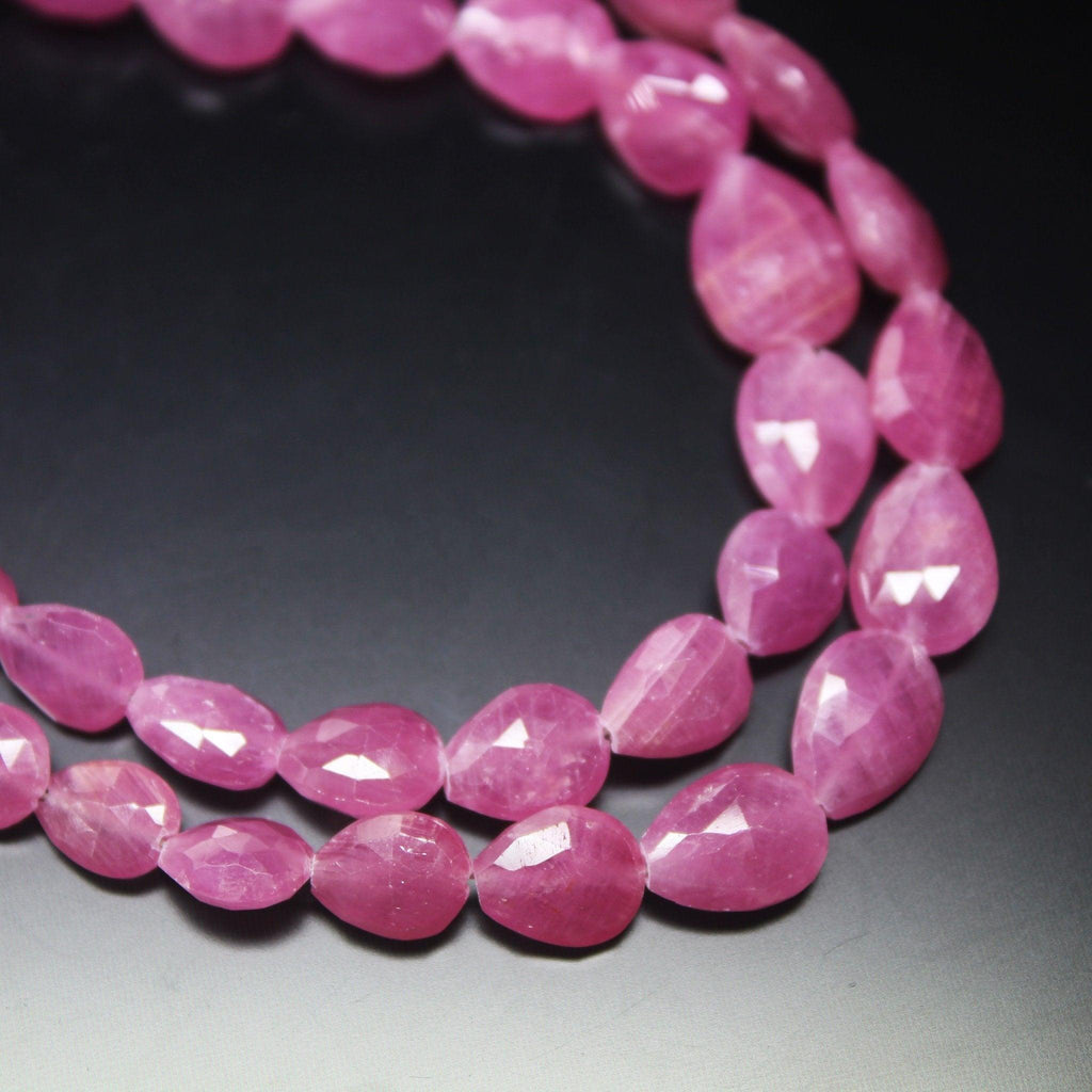 Natural Pink Sapphire Faceted Pear Drops Loose Gemstone Beads Strand 4" 7mm 11mm - Jalvi & Co.