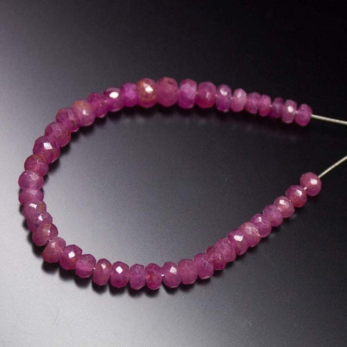 Natural Pink Sapphire Faceted Rondelle Gemstone Loose Beads Strand 4mm 5mm 4