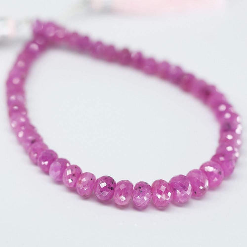 Natural Pink Sapphire Faceted Rondelle Loose Gemstone Beads Strand 4