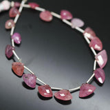 Natural Pink Sapphire Fancy Fan Shape Briolette Drops Beads 7mm 11mm 4