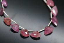 Load image into Gallery viewer, Natural Pink Sapphire Fancy Fan Shape Briolette Drops Beads 7mm 11mm 4&quot; - Jalvi &amp; Co.