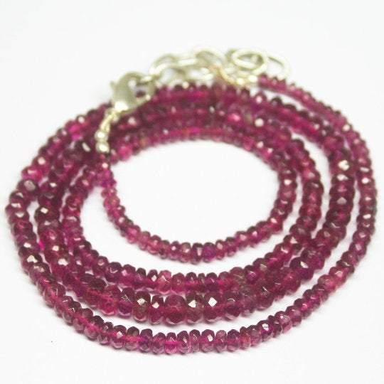 Natural Pink Tourmaline Faceted Rondelle Beads Necklace 3mm 4mm 21inches - Jalvi & Co.