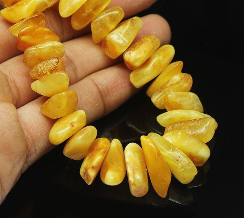 Natural Poland Baltic Amber Gemstone Smooth Nugget Tumble Beads 8mm 23mm 7" - Jalvi & Co.