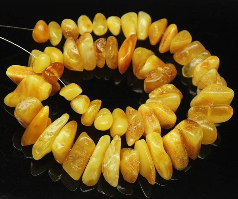 Natural Poland Baltic Amber Gemstone Smooth Tumble Nugget Beads 8mm 23mm 8" - Jalvi & Co.