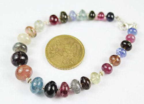 Natural Precious Multi Gemstone Smooth Rondelle Beads Strand 6