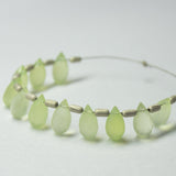 Natural Prehnite Green Chalcedony Faceted Teardrop Beads 10mm 10pc