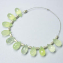 Load image into Gallery viewer, Natural Prehnite Green Chalcedony Faceted Teardrop Beads 10mm 10pc - Jalvi &amp; Co.