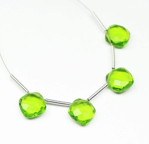 Natural Prehnite Quartz Faceted Cushion Beads 8mm 10pc - Jalvi & Co.