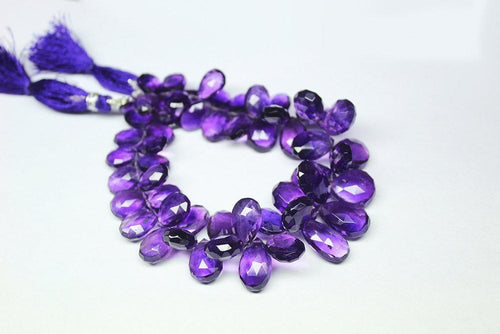 Natural Purple African Amethyst Faceted Pear Drops Briolette Beads 4