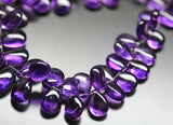 Natural Purple African Amethyst Smooth Pear Drop Briolette Beads 9