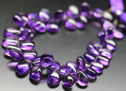 Natural Purple African Amethyst Smooth Pear Drop Briolette Beads 9