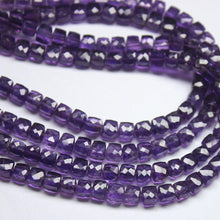 Load image into Gallery viewer, Natural Purple Amethyst Faceted Box Cube Gemstone Loose Beads Strand 8&quot; 5.5mm - Jalvi &amp; Co.