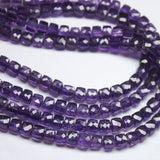 Natural Purple Amethyst Faceted Box Cube Gemstone Loose Beads Strand 8