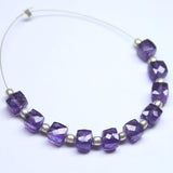 Natural Purple Amethyst Faceted Box Cube Loose Gemstone Beads Strand 5.5mm 10pc