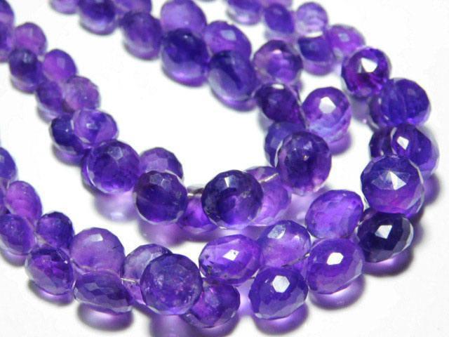 Natural Purple Amethyst Faceted Onion Drop Briolette Gemstone Beads 4" 6mm 8mm - Jalvi & Co.