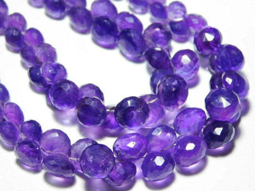 Natural Purple Amethyst Faceted Onion Drop Briolette Gemstone Beads 4