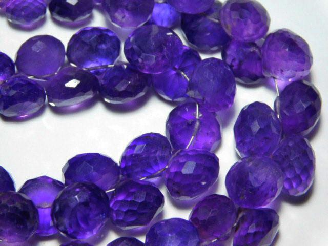 Natural Purple Amethyst Faceted Onion Drop Briolette Gemstone Beads 4" 6mm 8mm - Jalvi & Co.