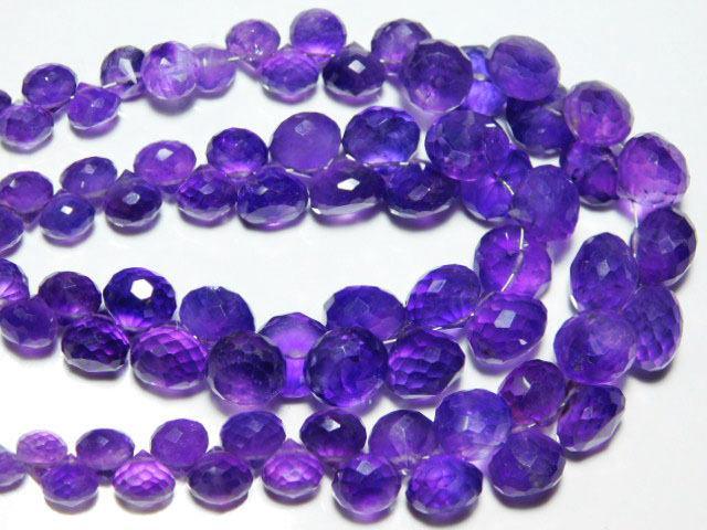 Natural Purple Amethyst Faceted Onion Drop Briolette Gemstone Beads 4" 6mm 8mm - Jalvi & Co.