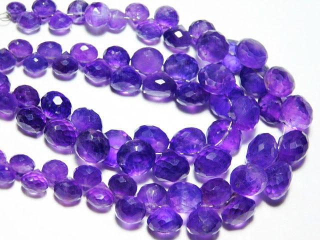 Natural Purple Amethyst Faceted Onion Drop Briolette Gemstone Beads 4" 6mm 8mm - Jalvi & Co.