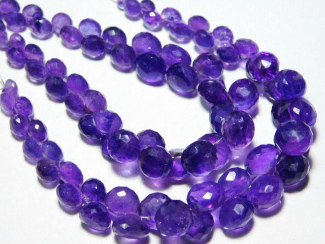 Natural Purple Amethyst Faceted Onion Drop Briolette Gemstone Beads 9" 6mm 5.5mm - Jalvi & Co.