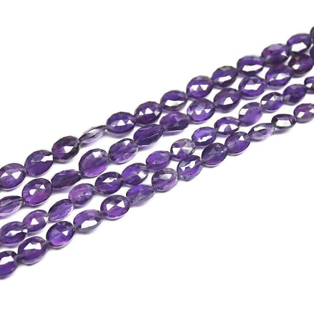 Natural Purple Amethyst Faceted Oval Beads 8mm 10mm 13inches - Jalvi & Co.