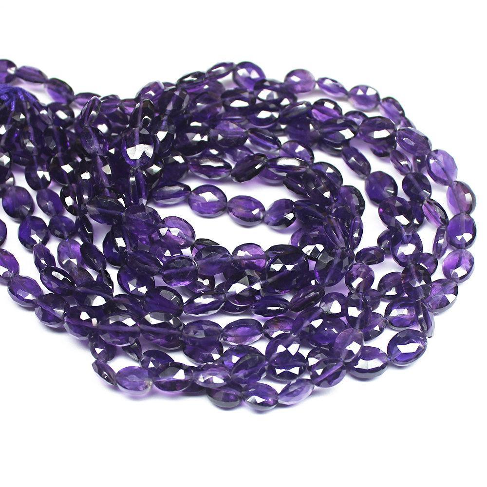 Natural Purple Amethyst Faceted Oval Beads 8mm 10mm 13inches - Jalvi & Co.