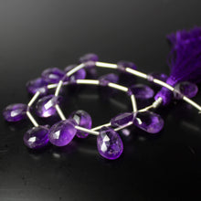 Load image into Gallery viewer, Natural Purple Amethyst Faceted Pear Drop Beads 10mm 12.5mm 9inches - Jalvi &amp; Co.