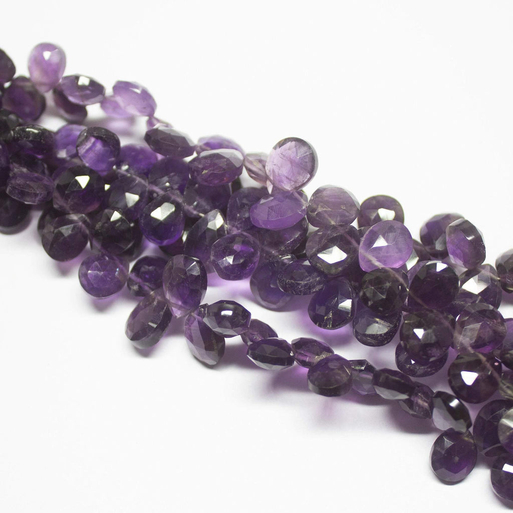 Natural Purple Amethyst Faceted Pear Drop Beads 8mm 12mm 8inches - Jalvi & Co.