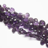 Natural Purple Amethyst Faceted Pear Drop Beads 8mm 12mm 8inches