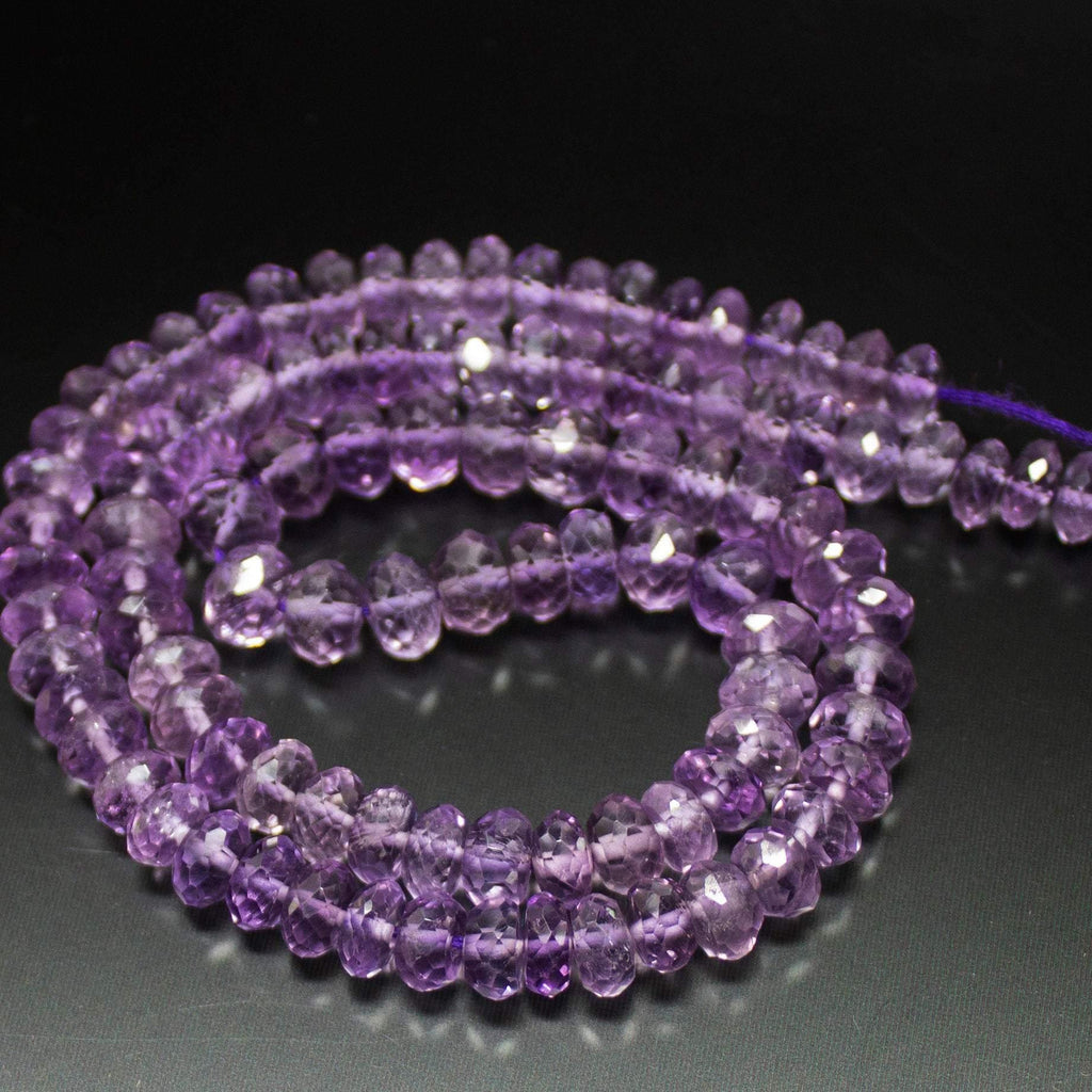 Natural Purple Amethyst Faceted Rondelle Beads 5.5mm 6mm 14inches - Jalvi & Co.