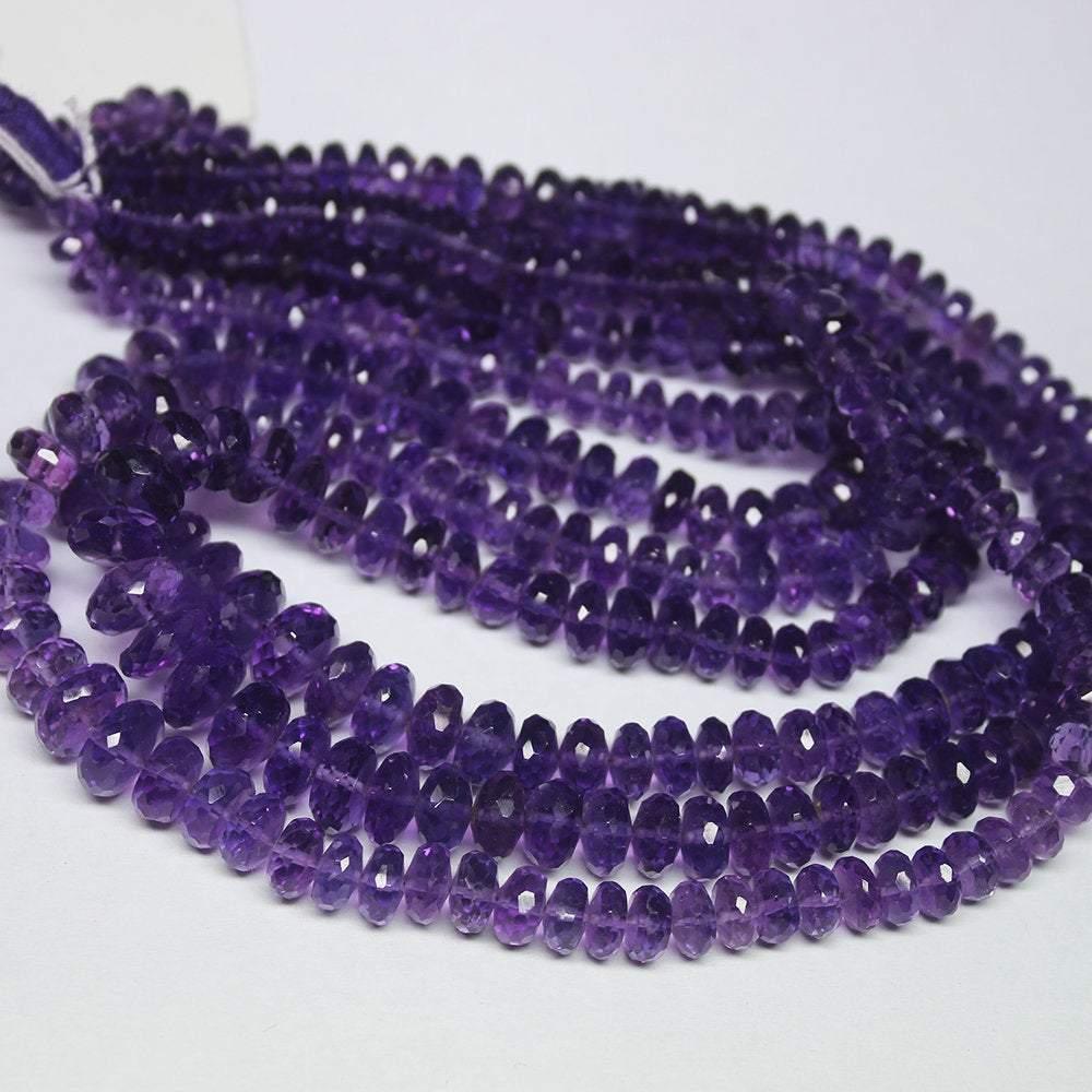 Natural Purple Amethyst Faceted Rondelle Gemstone Loose Beads Strand 8" 5mm 8mm - Jalvi & Co.