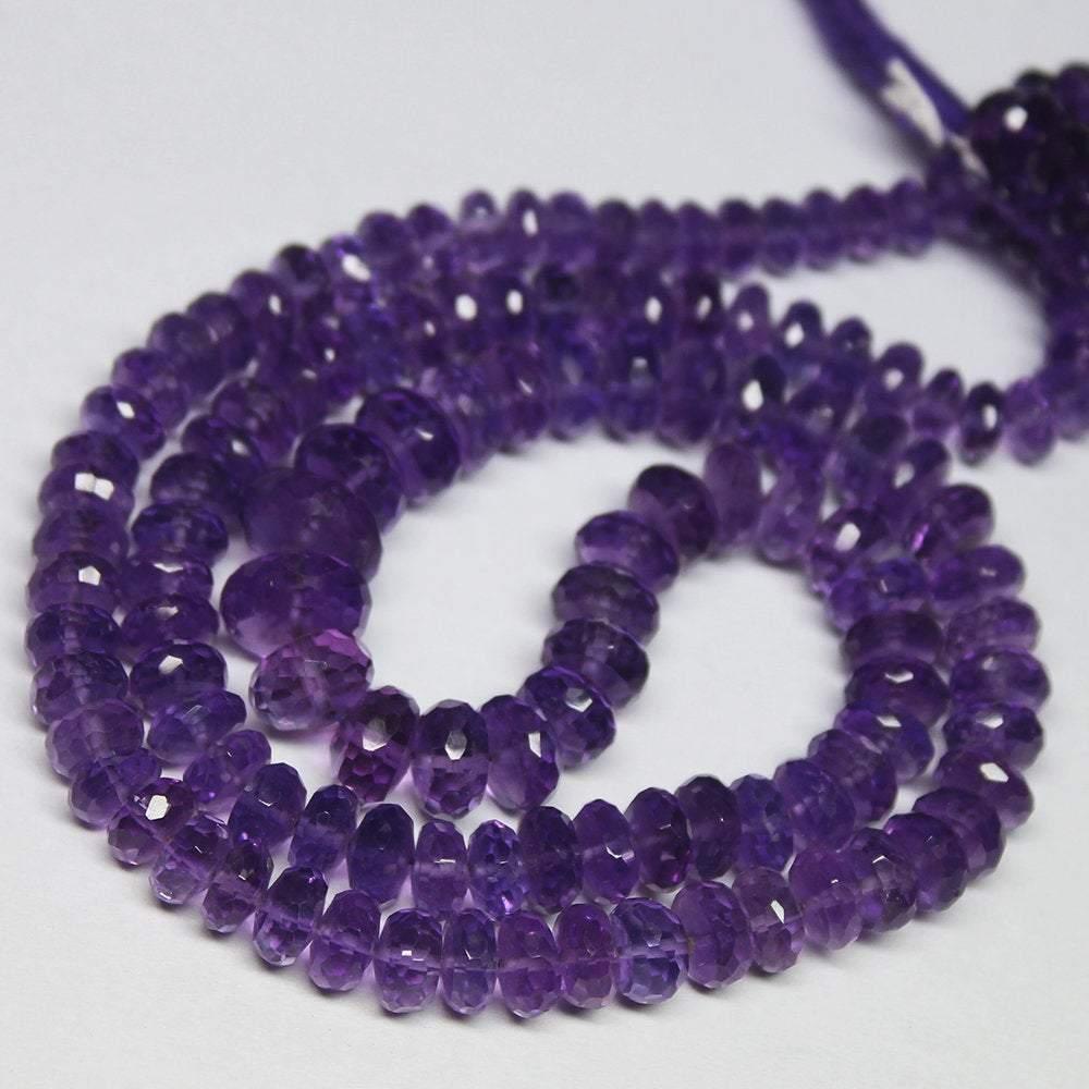 Natural Purple Amethyst Faceted Rondelle Gemstone Loose Beads Strand 8" 5mm 8mm - Jalvi & Co.