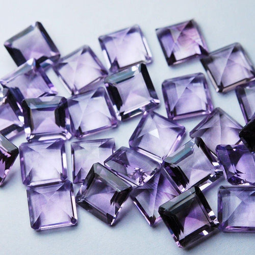 Natural Purple Amethyst Faceted Square Cushion Gemstone Calibrated 2pc 8mm - Jalvi & Co.