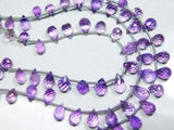 Natural Purple Amethyst Faceted Teardrop Beads 8.5mm 11mm 16inches