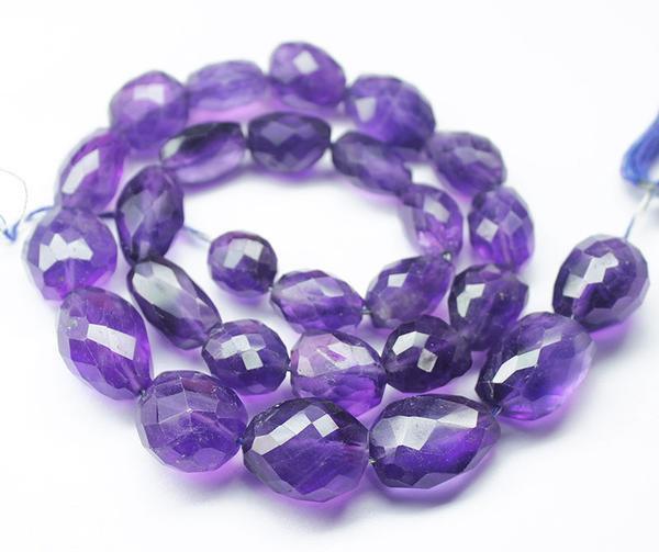 Natural Purple Amethyst Faceted Tumble Gemstone Loose Beads Strand 8" 11mm 18mm - Jalvi & Co.