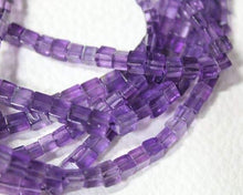 Load image into Gallery viewer, Natural Purple Amethyst Smooth Cube Beads 5mm 5.5mm 8inches - Jalvi &amp; Co.