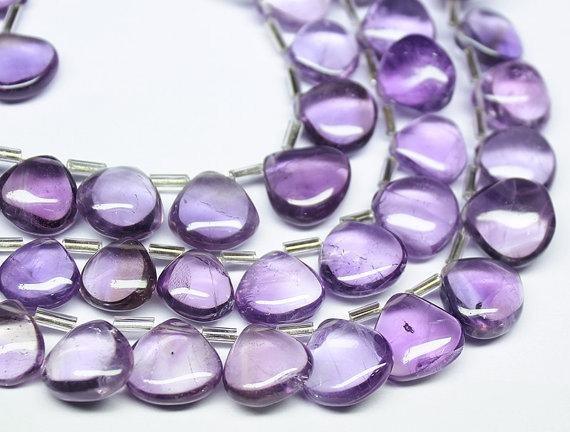 Natural Purple Amethyst Smooth Heart Loose Gemstone Beads Strand 8" 11mm 14mm - Jalvi & Co.