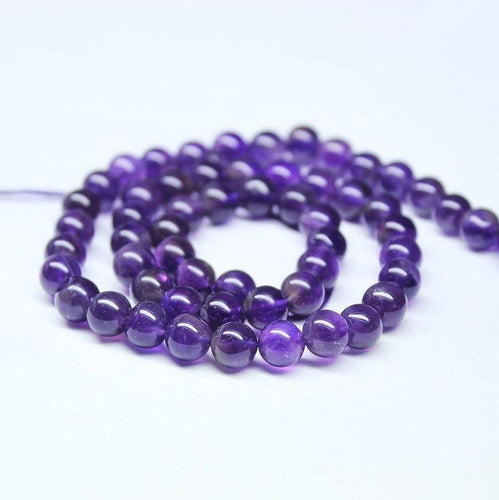 Natural Purple Amethyst Smooth Round Beads 6mm 6.5mm 18inches - Jalvi & Co.