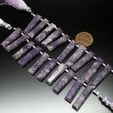 Natural Purple Charoite Faceted Rectangle Beads 26mm 28mm 10inches
