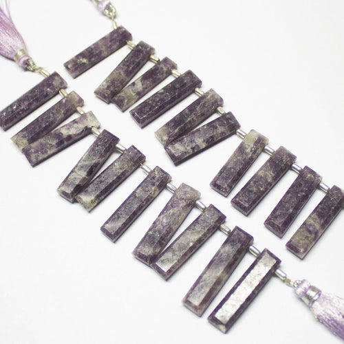 Natural Purple Charoite Faceted Rectangle Beads 26mm 28mm 10inches - Jalvi & Co.