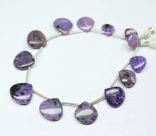 Load image into Gallery viewer, Natural Purple Charoite Smooth Heart Drop Beads 8mm 18mm 7inches - Jalvi &amp; Co.